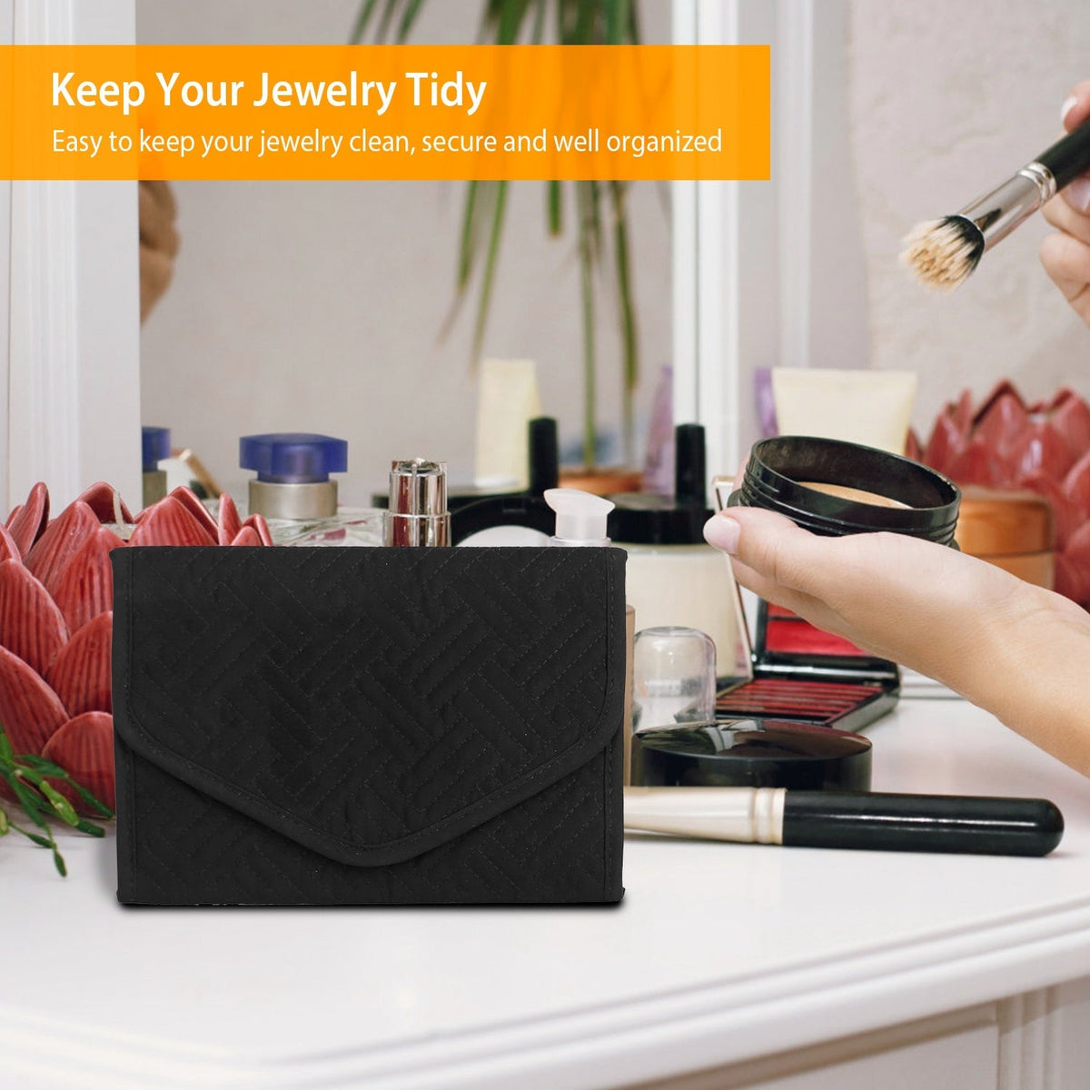 Travel Jewelry Organizer Case Foldable Jewelry Roll Storage Bag for Journey-Rings Necklaces Earrings Bracelets