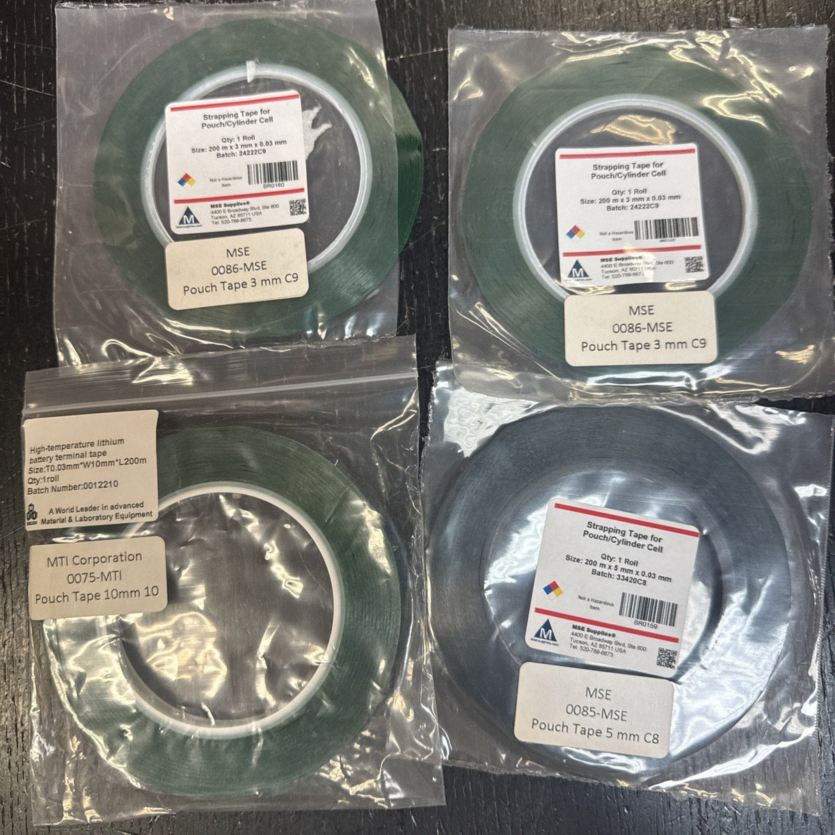 MSE MTI High Temp Lithium Battery Pouch Tape, 3/5/10mm, Set of 4