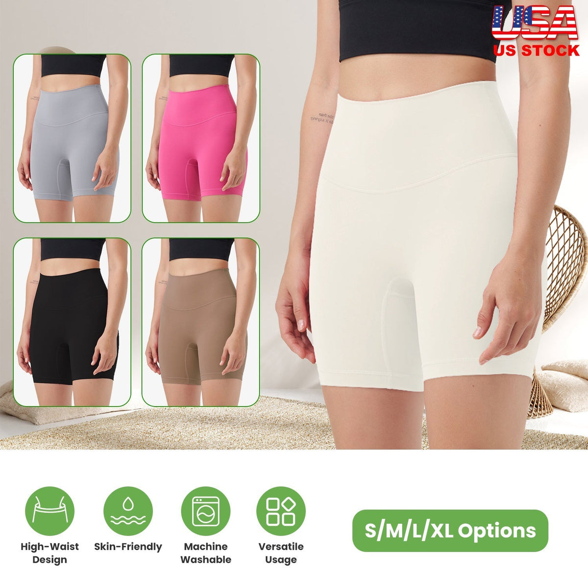 Women\'s High Waist Biker Shorts Tummy Control Pants Athletic Leggings Spandex Booty Shorts with 6.3In Inseam No Front Seam for Workout Yoga Running V