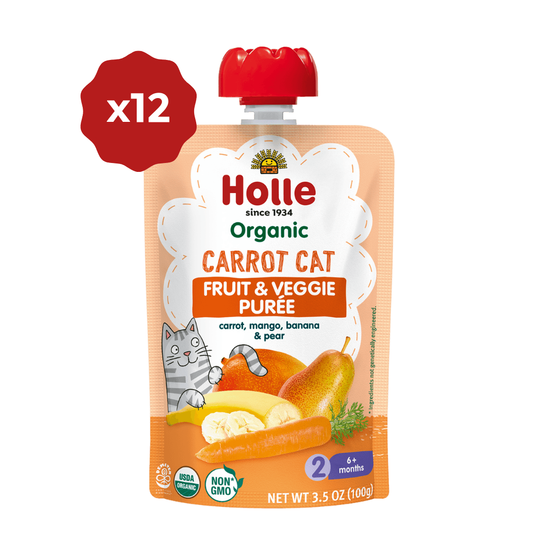 Holle Organic Carrot Cat - Fruit & Veggie Purée Pouches