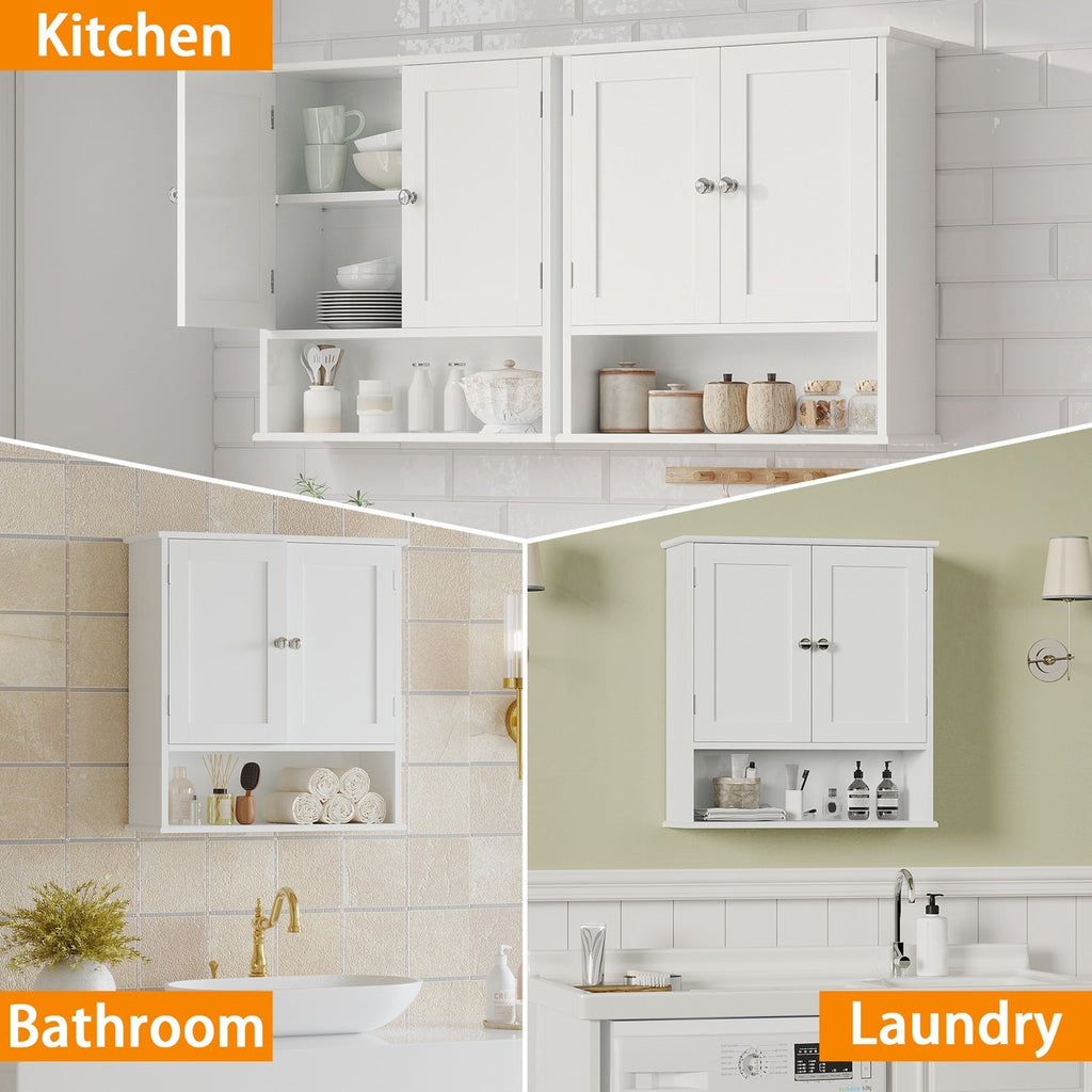 Wall Mounted Bathroom Cabinet with Adjustable Shelf & Doors