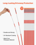 Driveway Markers, 500Pcs 48 in Long 1/4 in Dia, Hi-Visibility Driveway Reflectors with 12 in Steel Drill Bits, Reflective Snow Sticks Fiberglass Pole for Parking Lots, Walkways, Snow Plowing