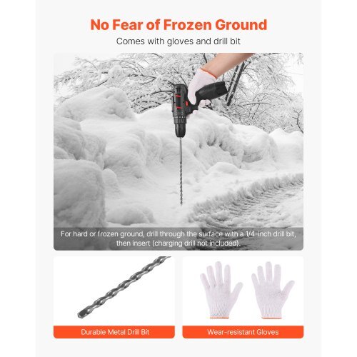 Driveway Markers, 500Pcs 48 in Long 1/4 in Dia, Hi-Visibility Driveway Reflectors with 12 in Steel Drill Bits, Reflective Snow Sticks Fiberglass Pole for Parking Lots, Walkways, Snow Plowing