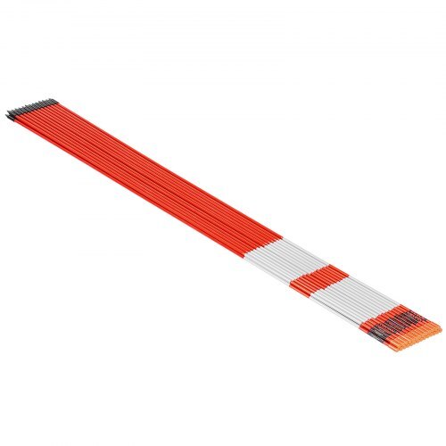 Driveway Markers, 500Pcs 48 in Long 1/4 in Dia, Hi-Visibility Driveway Reflectors with 12 in Steel Drill Bits, Reflective Snow Sticks Fiberglass Pole for Parking Lots, Walkways, Snow Plowing
