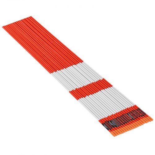 Driveway Markers, 500Pcs 48 in Long 1/4 in Dia, Hi-Visibility Driveway Reflectors with 12 in Steel Drill Bits, Reflective Snow Sticks Fiberglass Pole for Parking Lots, Walkways, Snow Plowing