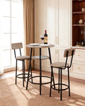 Bar Table, 3PCS 23.5 Bars Tables Set, Bar Tables and Chair Set with Rounded Corner Design, Round Pub Table with Two Stools for Office Desk, Breakfast Corner, Mini Bars, Light Gray, Black