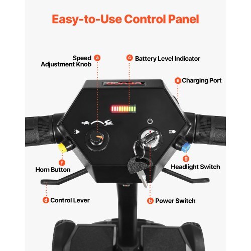 4-Wheel Electric Mobility Scooter for Adults & Seniors, Integrated Foldable Mobility Scooter with 9.3 Miles Long Range, All Terrain Travel Wheelchair with 9? Climbing Capacity & 265LBS Loading