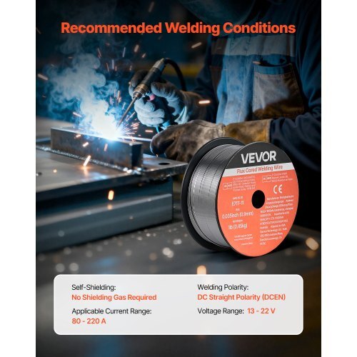 Flux Core MIG Welding Wire, E71T-11 0.035-inch 1 LBS, Gasless Mild Steel Welding Wire with Low Spatter for All Position Arc Welding, Self-Shielded for Outdoor Use (Pack of 3 Rolls)