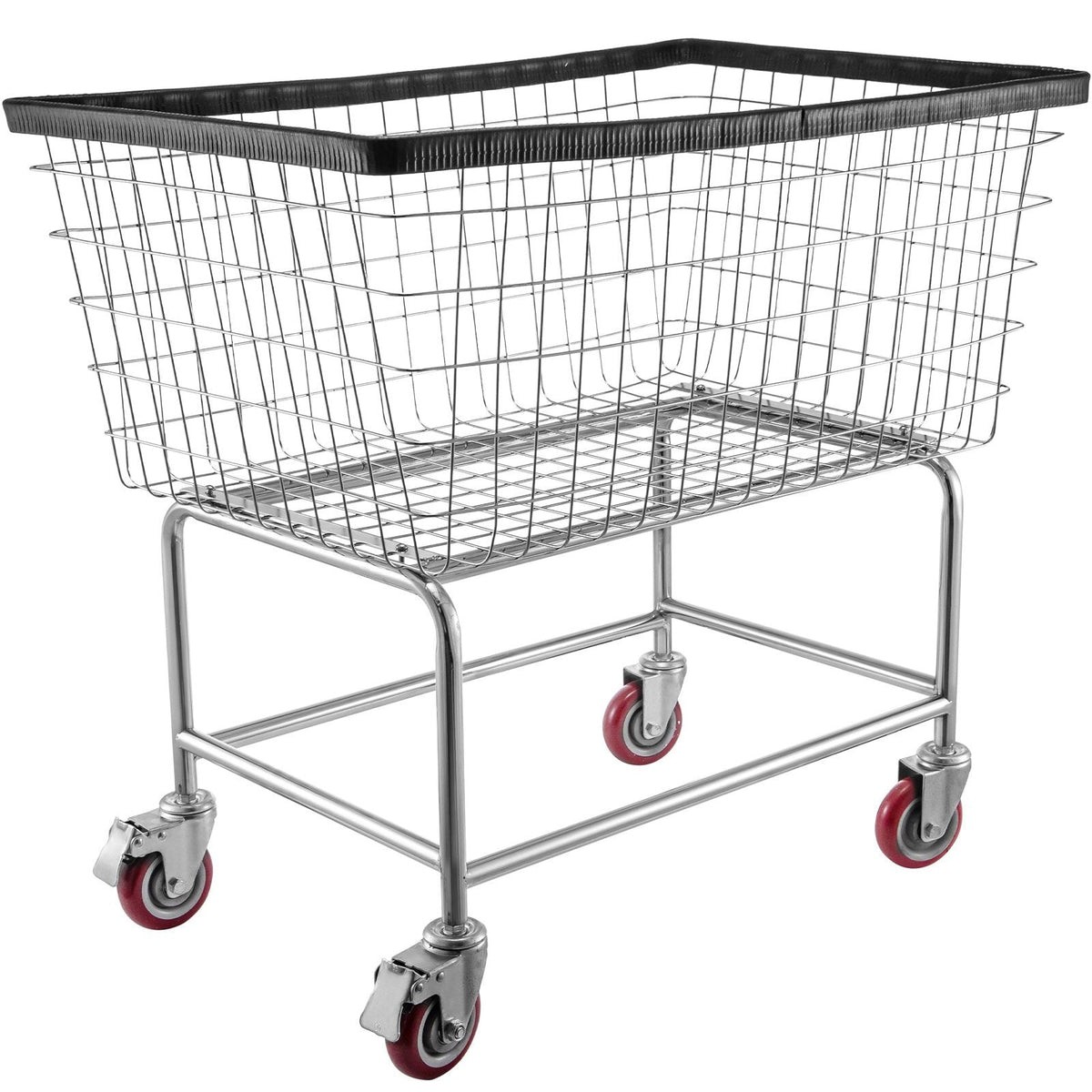 Wire Laundry Cart, 4.5 Bushel Wire Laundry Basket with Wheels, 35''x15.7''x22'' Commercial Wire Laundry Basket Cart, Steel Frame with Chrome Finish, 5'' Casters, Wire Basket Cart for Lau