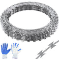 Razor Wires, 246 ft Razor Barbed Wire, 5 Rolls Razor Wire Fencing Razor Fence, Razor Ribbon Barbed Wire Galvanized Razor Wire Fence, Rolls Razor for Garden