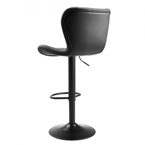 Bar Stool Set of 2, Modern PU Leather Counter Height Stools, Swivel Kitchen Barstool with Back and Footrest, Height Adjustable Armless Bar Chair, Island Barstools for Kitchen, Dining Room, Black