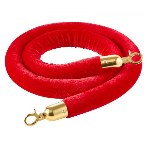 2 Pcs Red Velvet Stanchion Ropes, 5 ft Crowd Control Stanchion Red Velvet Ropes with Gold Hooks, Post Queue Barrier Carpet Rope for Carpet Events Movie Theaters Grand Openings Hotels Party