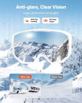 Ski Goggles, Cylindrical Lens with Pink Revo Coating, OTG Anti fog Snow Goggles for Men Women Youth, TPU Frame & Ventilation Structure, Suitable for Skiing, Skating, Snowboarding, Cycling