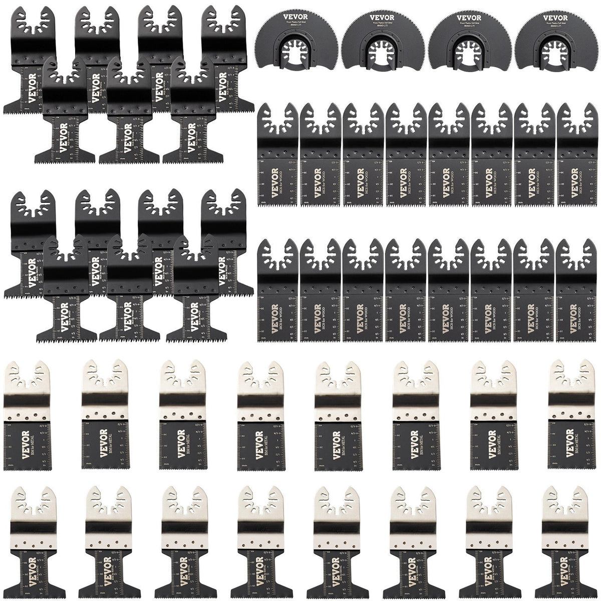 50 PCS Oscillating Saw Blades, Quick Release Multitool Blades Kit, HCS Tool Blades for Wood Plastic Metal Nails Bolts, Compatible with Dewalt Dremel Fein Worx Bosch Makita Milwaukee