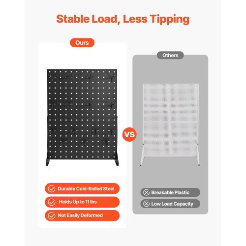Pegboard Display Stand, 17 x 13 Inch Tabletop Pegboard Display Stand with 15 Hooks, Thickened Cold-Rolled Steel Peg Board Panel for Grocery, Retail Store and Jewelry Shop, Black (1 PCS)