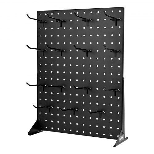 Pegboard Display Stand, 17 x 13 Inch Tabletop Pegboard Display Stand with 15 Hooks, Thickened Cold-Rolled Steel Peg Board Panel for Grocery, Retail Store and Jewelry Shop, Black (1 PCS)