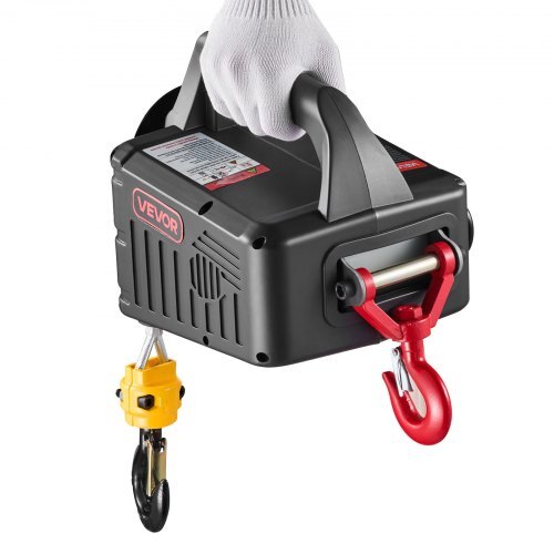 2-in-1 Electric Hoist Winch, 1100 lbs Capacity, 1500W Portable Power Winch Crane, 25 ft Lifting Height, 16.4 ft/min with Manual and Wired Remote Control for Factory, Warehouss, Garage
