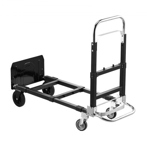 2 in 1 Folding Hand Truck, 500 lbs Load Capacity for 4-Wheel Mode, Convertible Hand Truck Dolly with Wheels & Adjustable Handle, Portable Dolly for Moving Home, Office, Warehouse