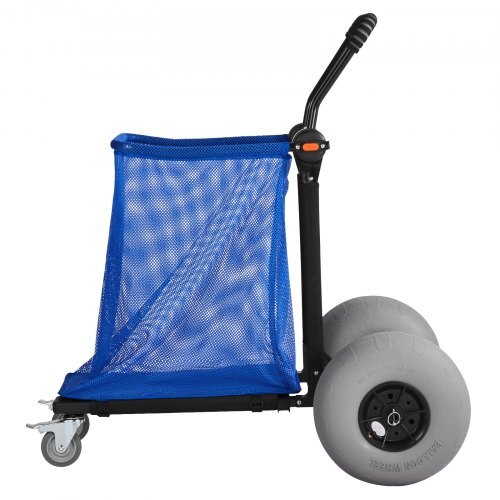 Beach Cart with Large Wheels for Sand, 165 lbs Load Capacity, Heavy Duty Folding Beach Wagon with 12" Balloon Wheels, Storage Bag, 180? Adjustable Handlebar, Dolly for Camping Fishing Garden