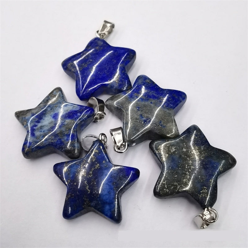 Natural Stone Crystal Agate Star Pendant