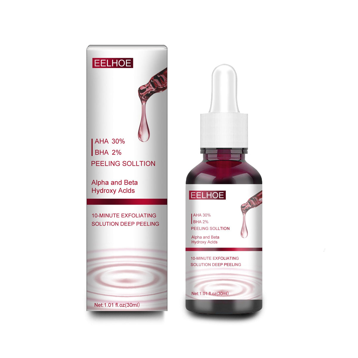 AHA30% + BHA 2% Fruit Acid Salicylic Acid Essence, Exfoliating Cleaning Blackheads Acne And Shrinking Pores Essence