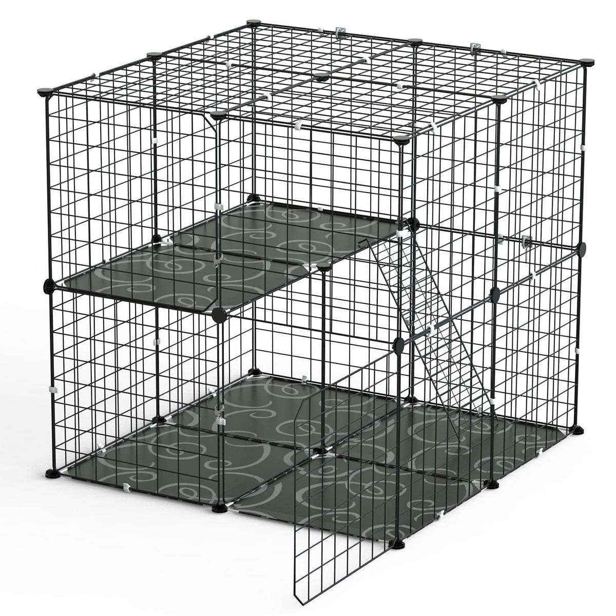 2-Tier Cat Cage Playpen with Ladder & 2 Doors for Indoor Pets