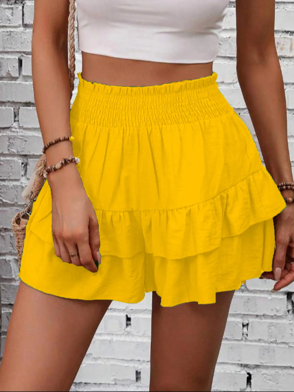 Ruffle Layered High Waist Casual Skort