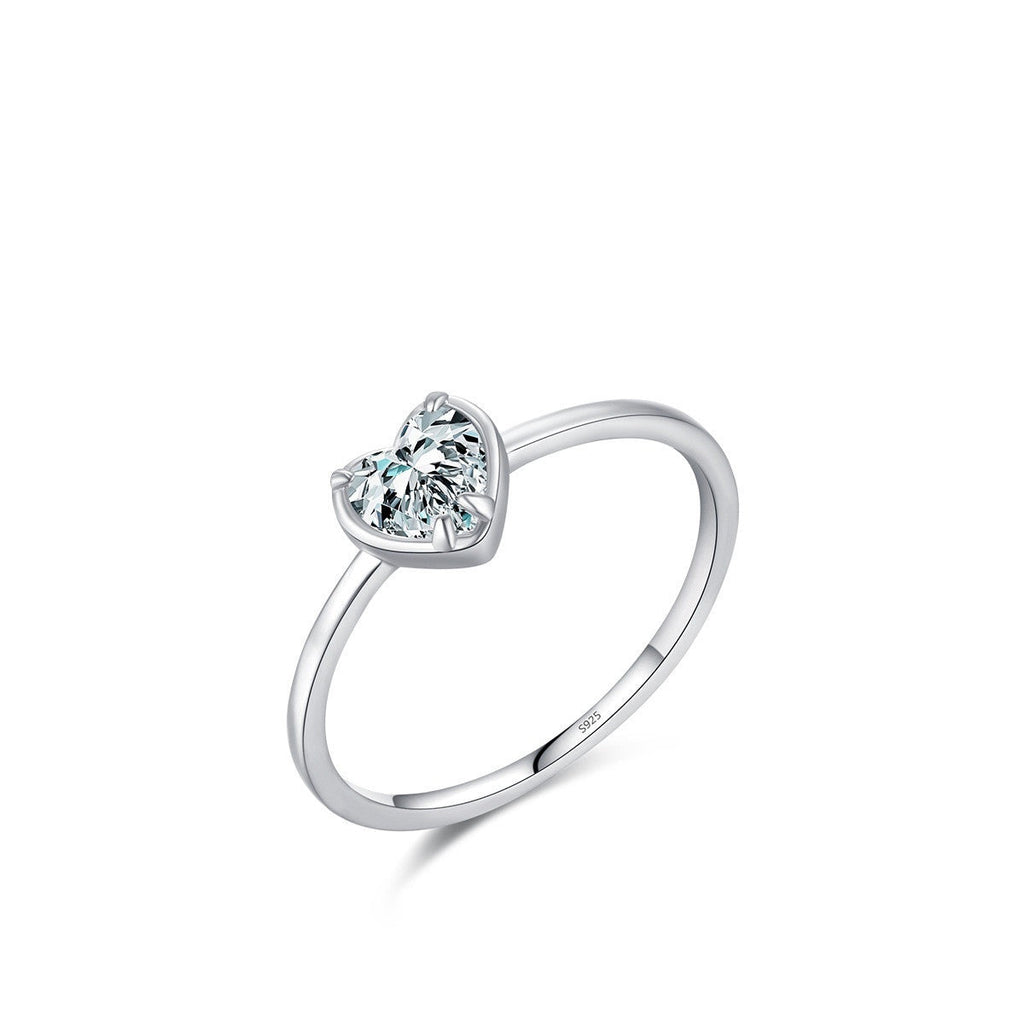 S925 Sterling Silver Heart Engagement Ring