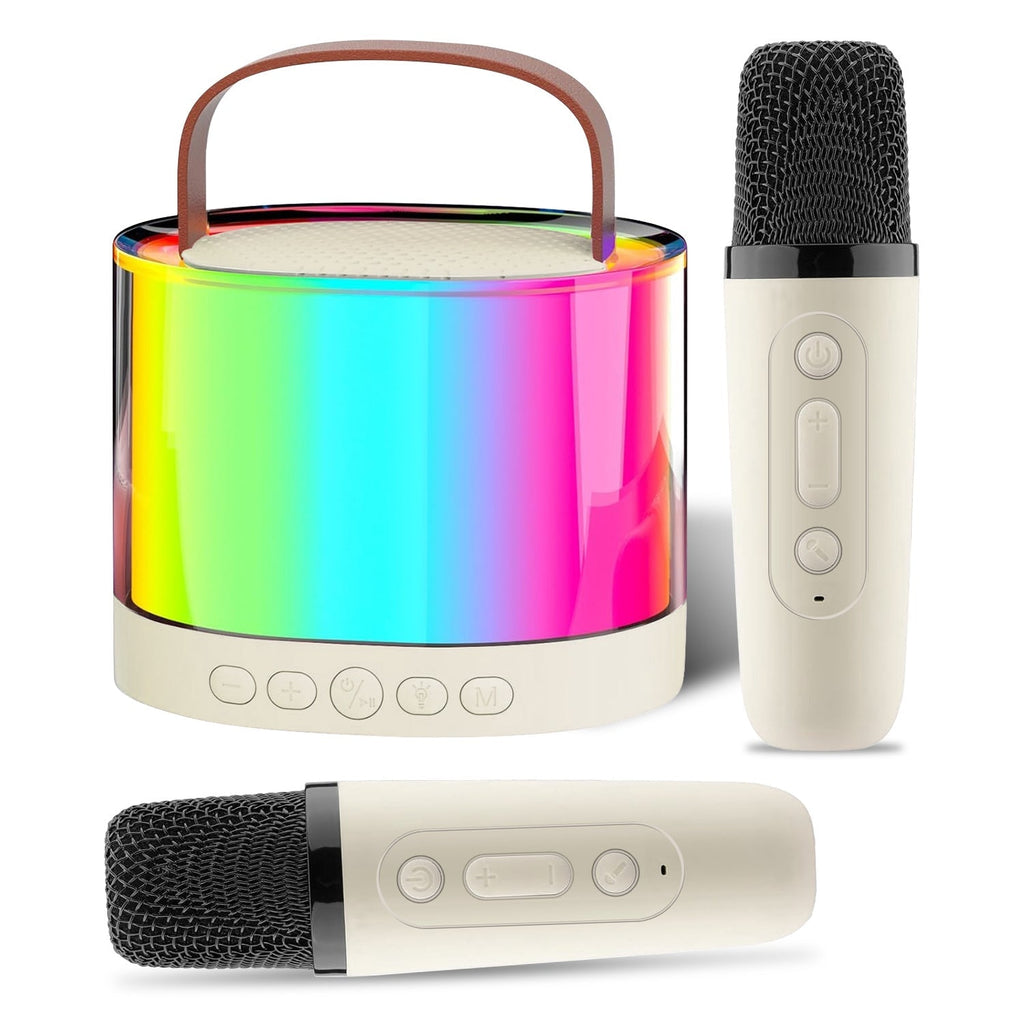 Mini Karaoke Machine With 2 Wireless Microphones Portable Karaoke Set for Kids Adults with RGB Lights Magic Sounds Echo Effect Gift for Boys Girls