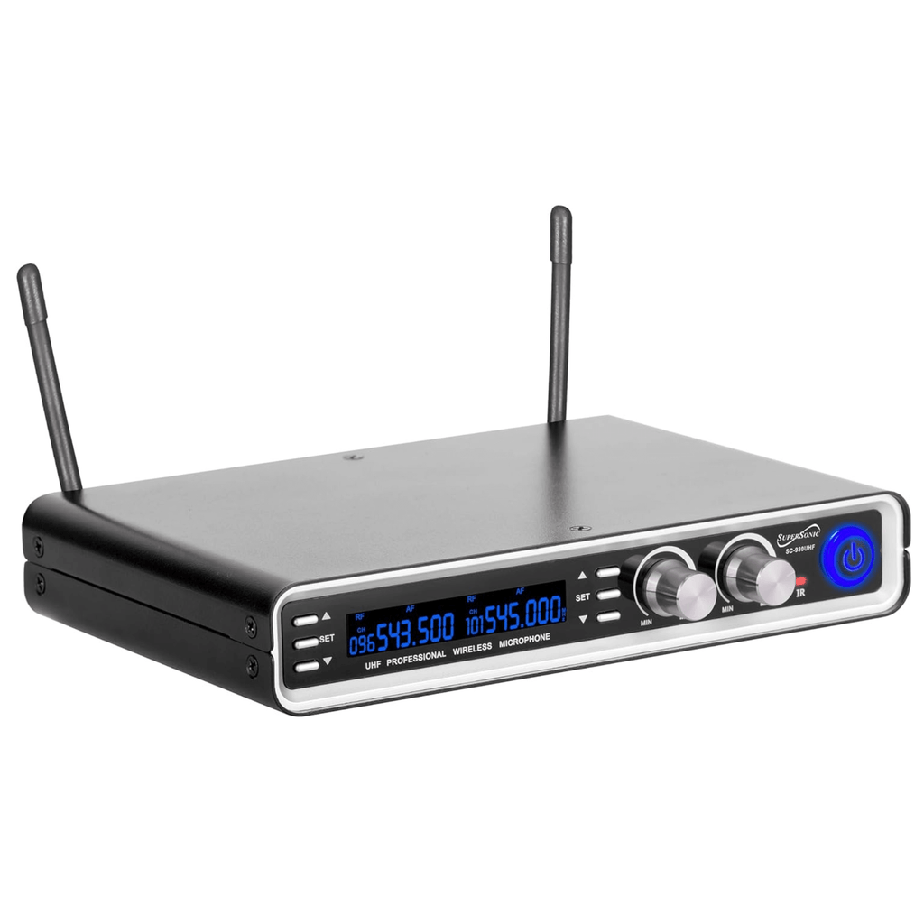 Supersonic UHF Dual Channel Selectable Frequencies Professional Wireless Microphone