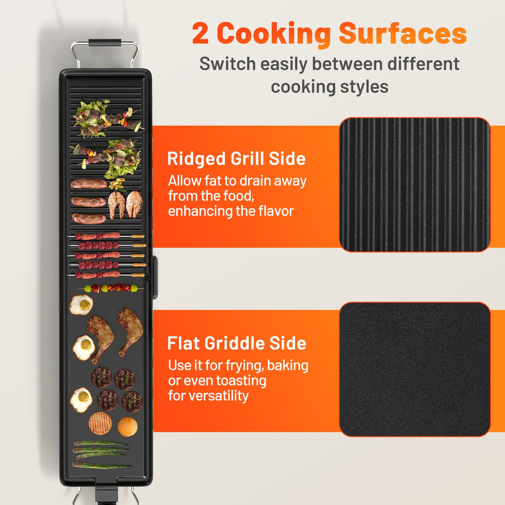39.5 Inch Extra Large Electric Griddle with 2 Cooking Surface and Adjustable Temperatures