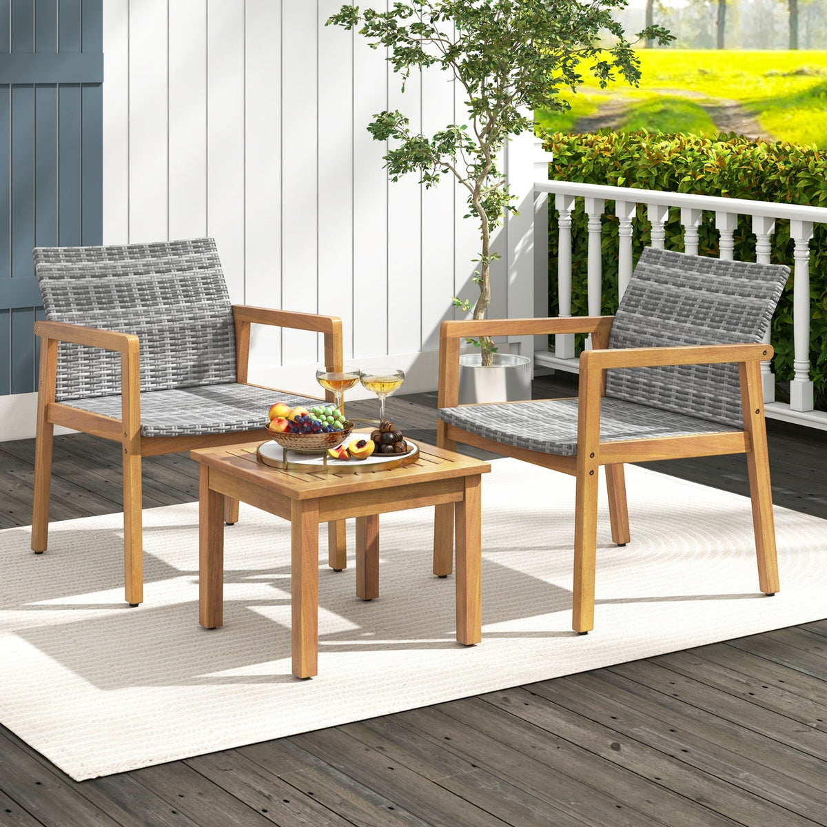 3 Pieces Patio Furniture Set  with Chair
