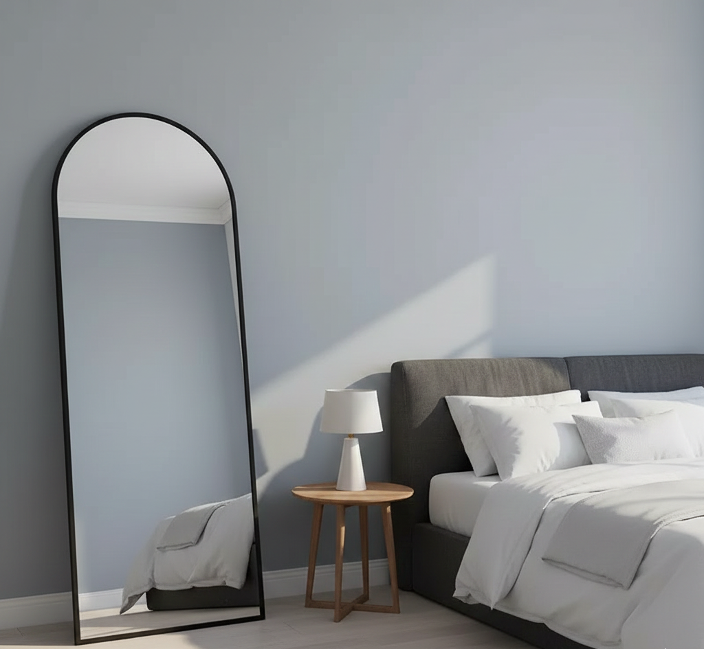 Full-Length Arched Floor Mirror with Stand - Multiple Size