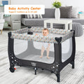 Portable Baby Playpen with Mattress Foldable Design-Gray