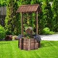 Outdoor Wooden Wishing Well Planter Bucket
