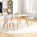 3 Pieces Kids Wooden Table and Chair Set with Cute Froggy Design-White