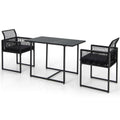 3 Pieces Outdoor Dining Set with Folding Backrest and Seat Cushions-Black
