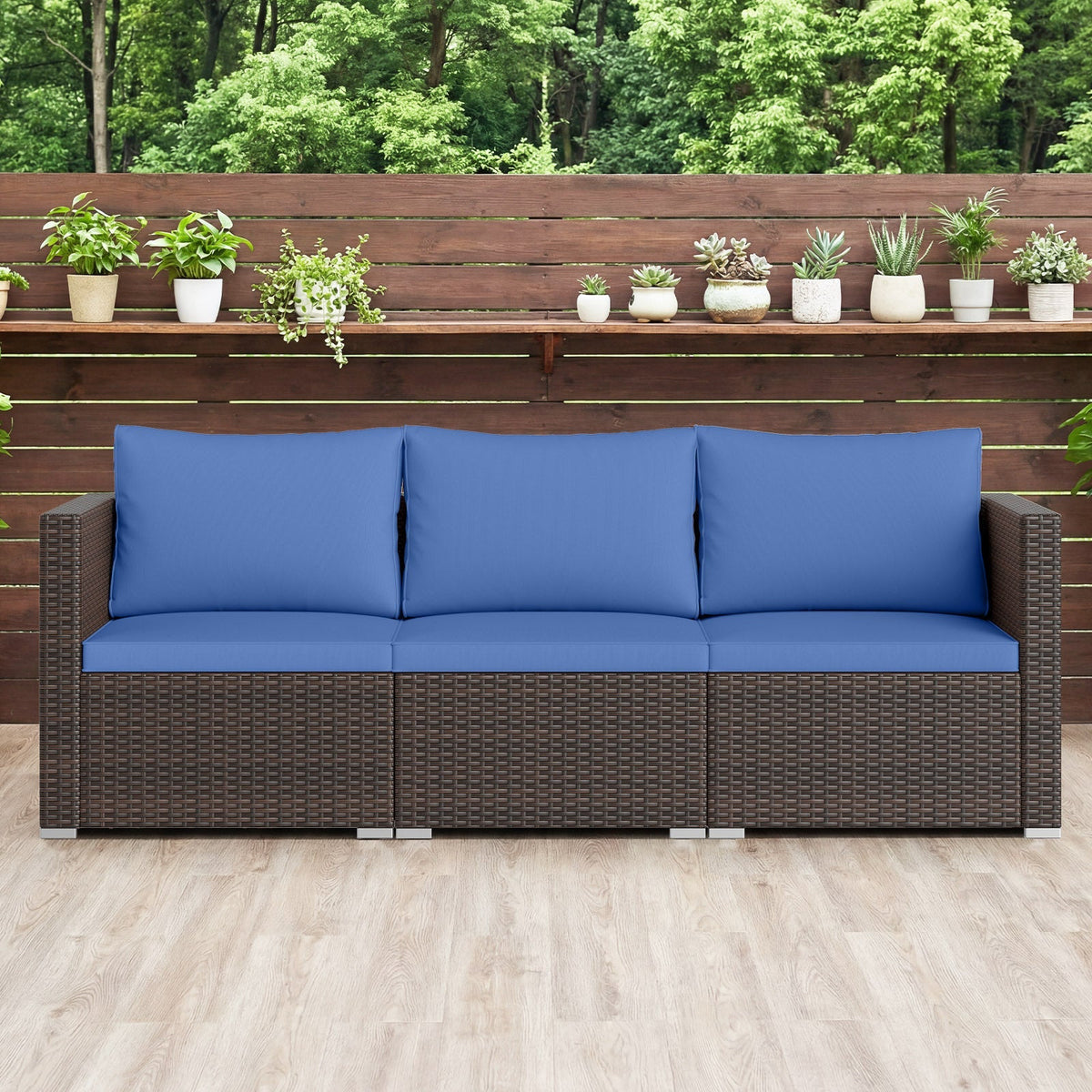 3 Pieces Patio Sectional Sofa Set with Soft Cushions