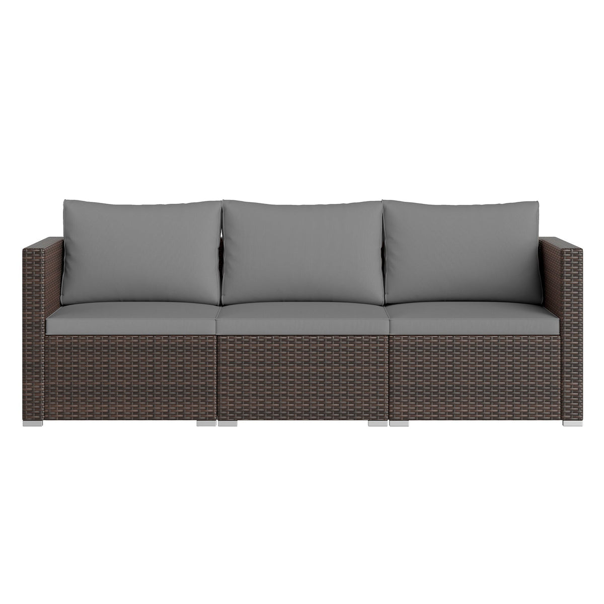 3 Pieces Patio Sectional Sofa Set with Soft Cushions