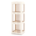 3-Tier Foldable Rotating Bookshelf with Swivel Base and Translucent Panels-White