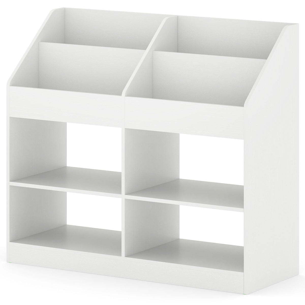 3-Tier Kid's Bookshelf Toy Storage Organizer with Display Rack and 4 Compartments-White