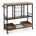 3 Tiers Bar Cart on Wheels with Glass Racks