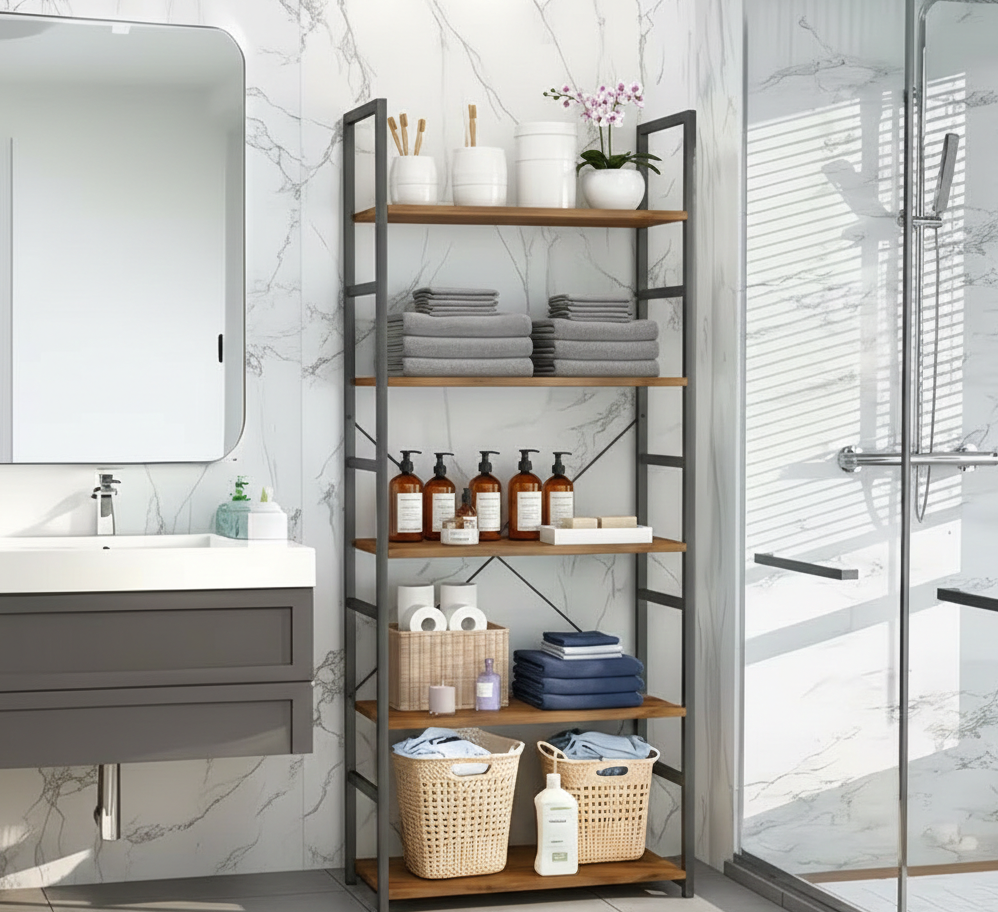 Industrial Bookshelf – /4/5/6/Triple-Tier Metal Storage Shelf