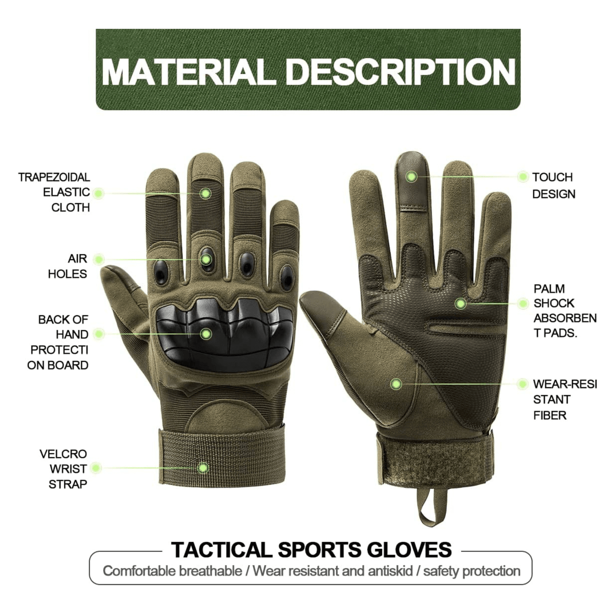 JupiterGear Tactical Military Airsoft Gloves for Outdoor Sports, Paintball, and Motorcycling with Touchscreen Fingertip Capability