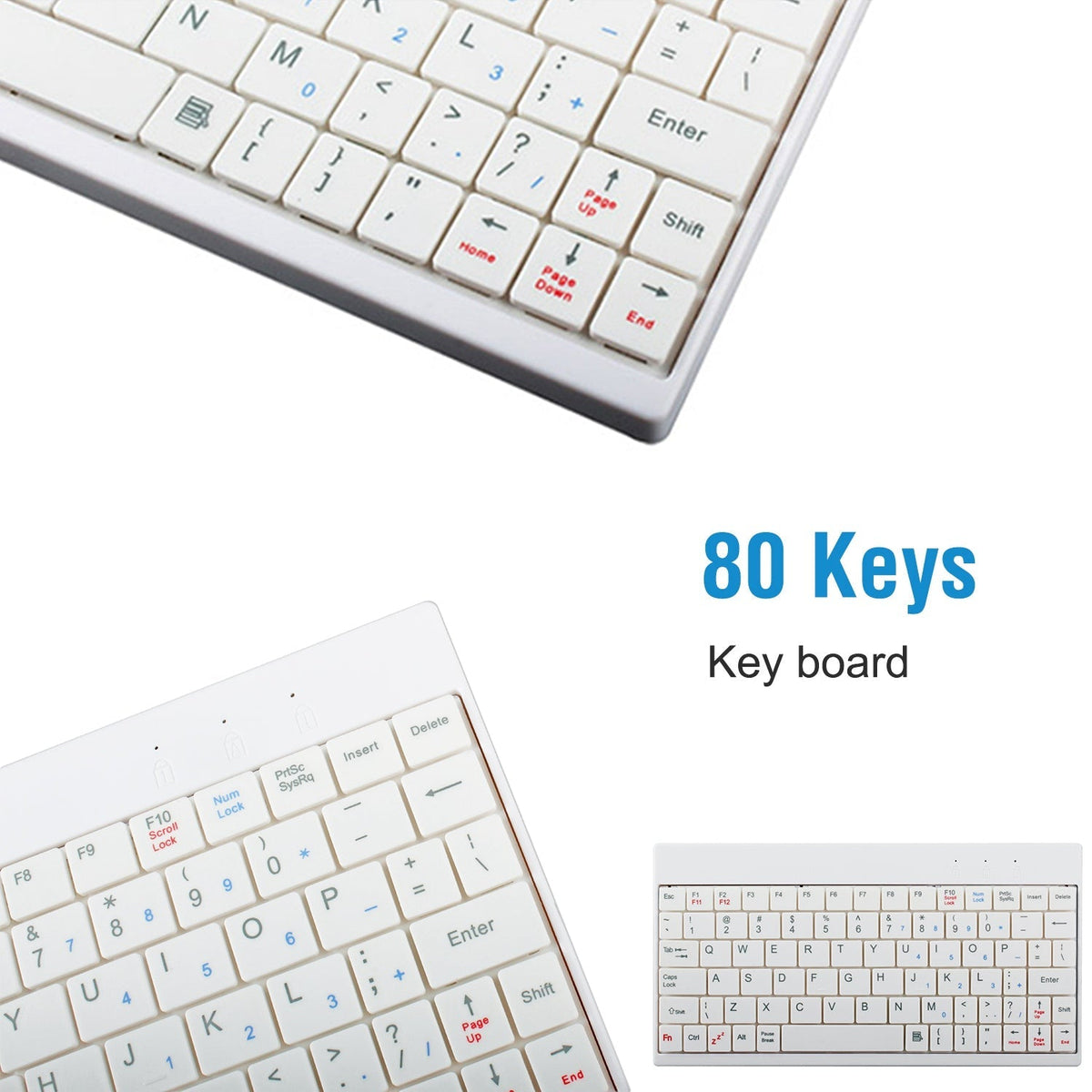 80 Keys Wired Keyboard Mini USB Connector Keyboard Portable Durable Keyboard w/ Carry Bag Tablet Stand for Android Window Tablet