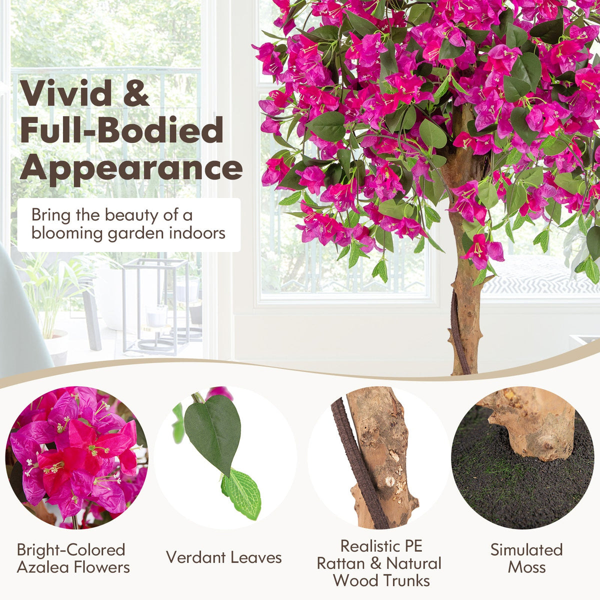 4.5 Feet Artificial Azalea Tree with Cement Pot