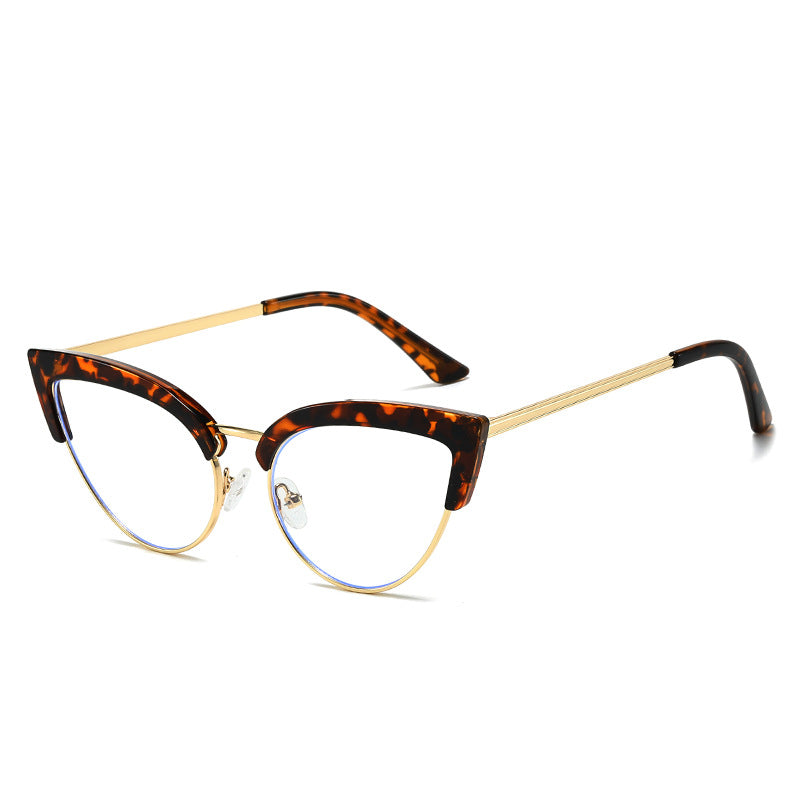 Stylish Large Frame Metal Lower Half Metal Plain Glasses