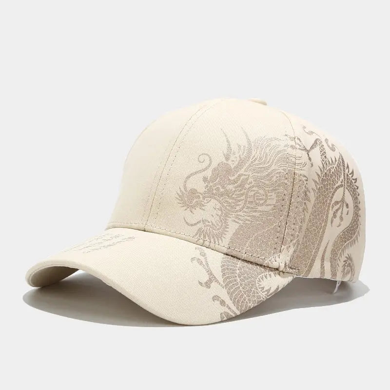 Men and women universal new Chinese dragon printing paragraph duck tongue cap pattern neutral wind adjustable baseball cap