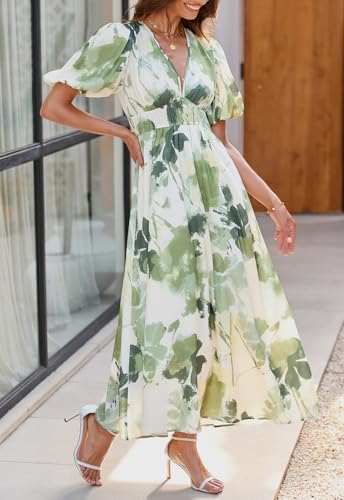 Easter Dress Women - Sissyaki Women's Boho Floral Midi Dress Smocked Beach Flowy Dress