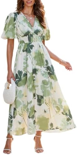 Easter Dress Women - Sissyaki Women's Boho Floral Midi Dress Smocked Beach Flowy Dress
